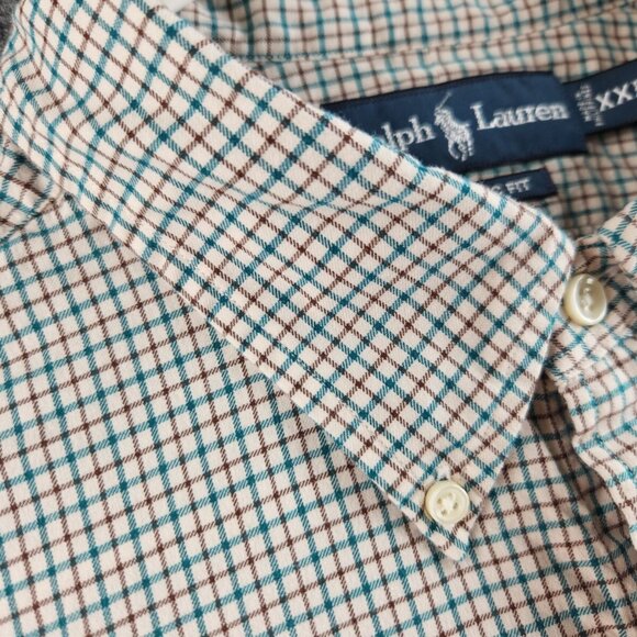 Ralph Lauren Soft Lightweight Flannel Button Up Shirt 2XL Classic Green Check - Picture 6 of 16